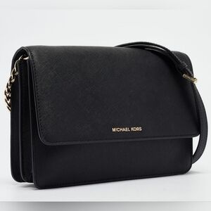 NWT - Michael Kors Black Saffiano Leather Crossbody Bag With Chain